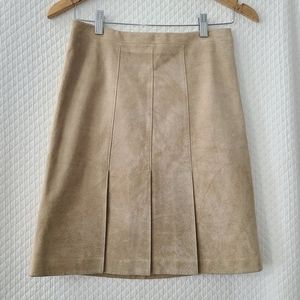 Ann Taylor Loft pencil suede leather pleated skirt size 0